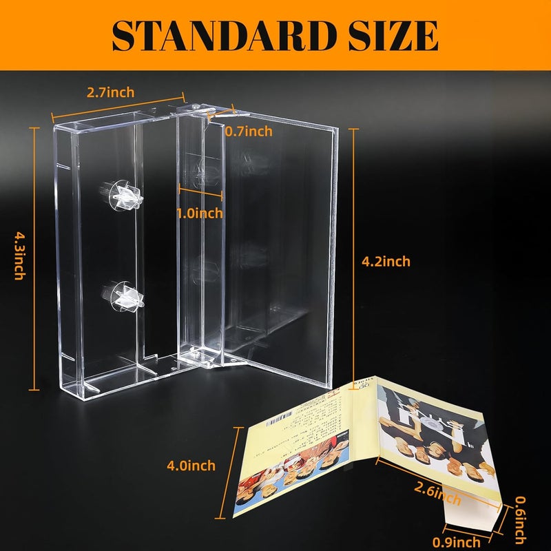 Snado 10-Pack Cassette Tape Storage Cases & Holder - Clear Plastic Audio Cassette Organizer with Anti-Scratch/Dust Protection, Classic Norelco-Style Replacement Boxes (4.28" L x 2.75" W x 0.6" H) - Image 2